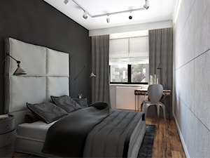 50 m2 na Artystycznym Żoliborzu - Mała czarna szara z biurkiem sypialnia, styl industrialny - zdjęcie od IdeaSpace