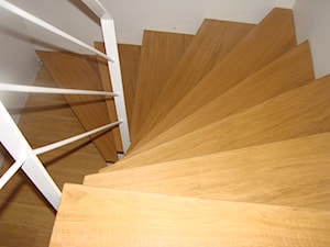 Policzkowe - Schody zabiegowe wachlarzowe drewniane, styl nowoczesny - zdjęcie od STEPKON