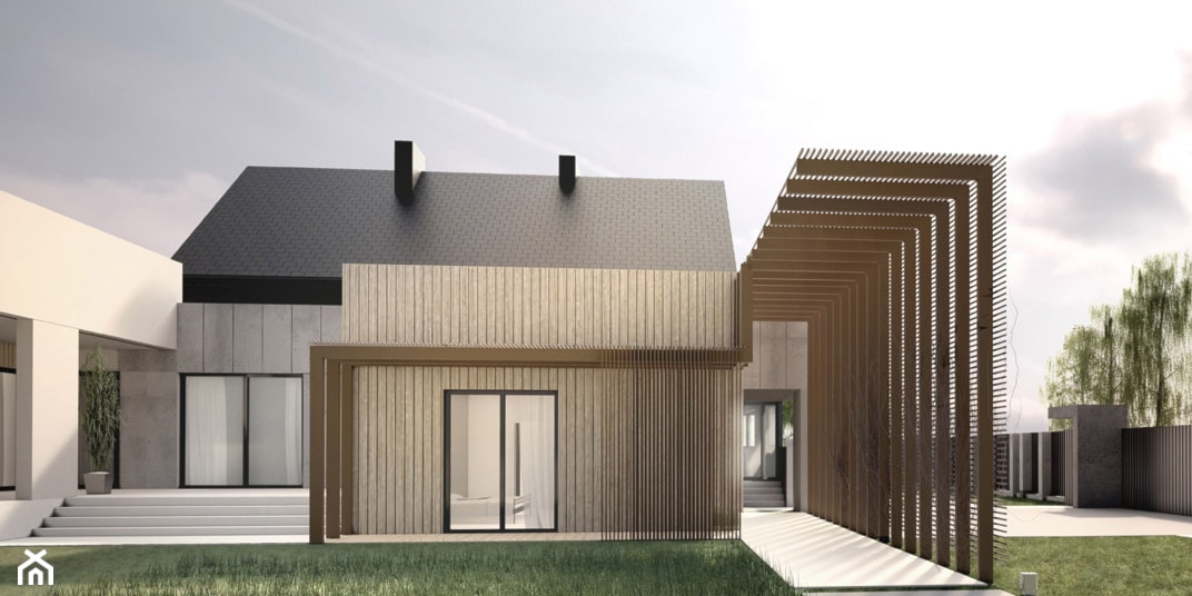 Dom jednorodzinny ‒ przebudowa z rozbudową - Średnie jednopiętrowe domy jednorodzinne murowane z dwuspadowym dachem, styl minimalistyczny - zdjęcie od MARCIN GŁUCHOWSKI ARCHITEKT - Homebook
