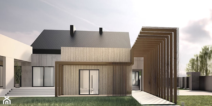Dom jednorodzinny ‒ przebudowa z rozbudową - Średnie jednopiętrowe domy jednorodzinne murowane z dwuspadowym dachem, styl minimalistyczny - zdjęcie od MARCIN GŁUCHOWSKI ARCHITEKT