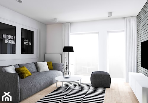 Mieszkanie pod wynajem 2 - Średni biały szary salon, styl nowoczesny - zdjęcie od Żaneta Strażyńska