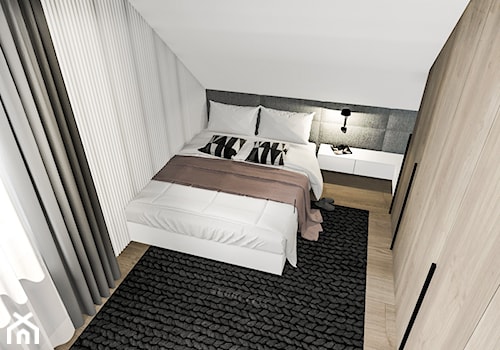 Dom pod Wolsztynem 2 - Mała biała szara sypialnia na poddaszu, styl nowoczesny - zdjęcie od Żaneta Strażyńska