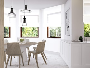 Dom pod Wolsztynem 2 - Średnia otwarta z salonem biała kuchnia w kształcie litery l z oknem, styl nowoczesny - zdjęcie od Żaneta Strażyńska