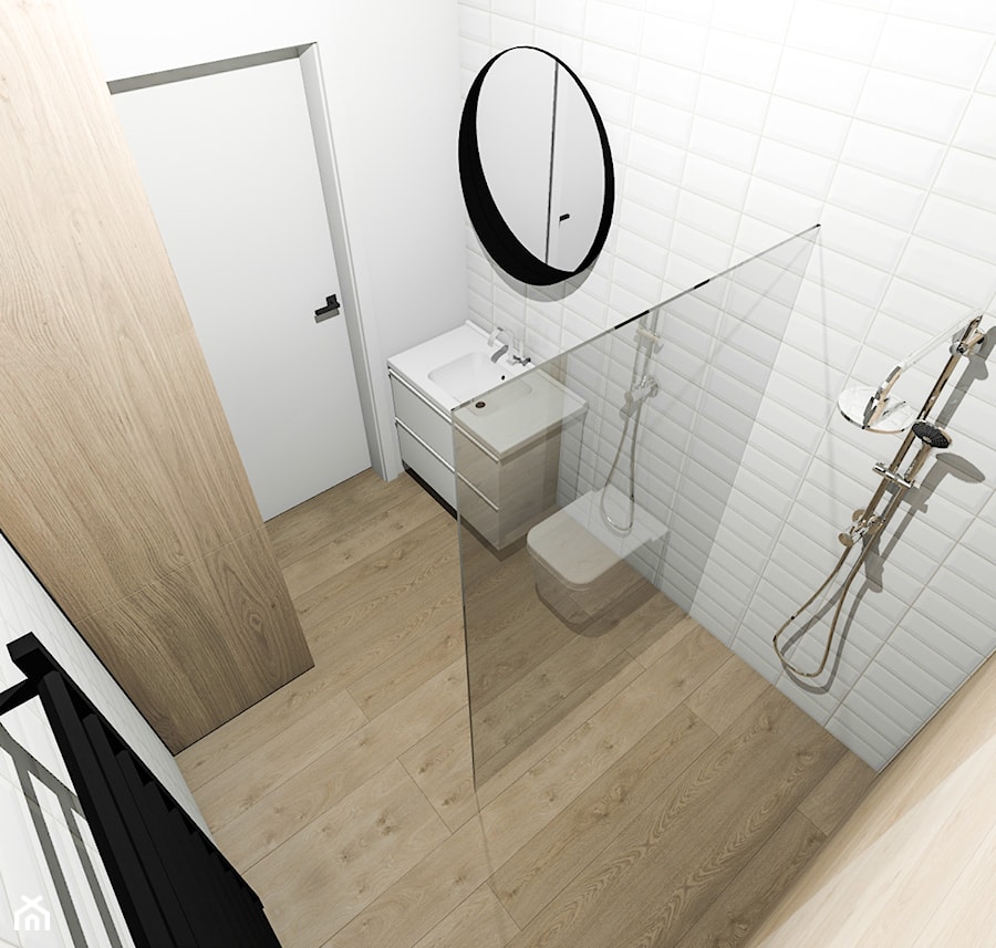 Mieszkanie pod wynajem 2 - Mała na poddaszu bez okna łazienka, styl nowoczesny - zdjęcie od Żaneta Strażyńska