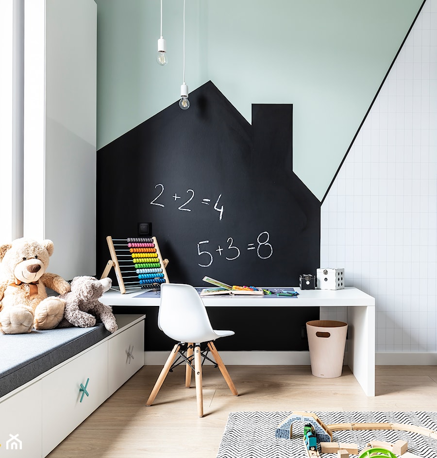 Dom w Poznaniu/REALIZACJA 2018 - Mały biały czarny zielony pokój dziecka dla dziecka dla chłopca dla dziewczynki, styl nowoczesny - zdjęcie od Żaneta Strażyńska