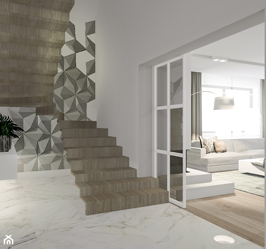 Dom pod Wolsztynem 2 - Średni biały z marmurem na podłodze hol / przedpokój, styl nowoczesny - zdjęcie od Żaneta Strażyńska