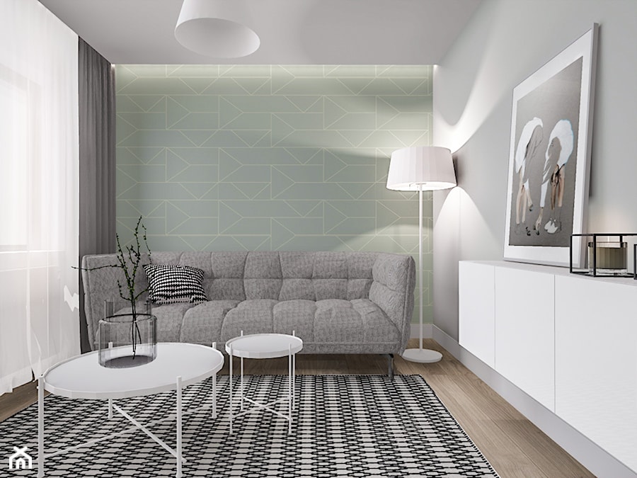 Dom pod Wolsztynem 2 - Średni biały zielony salon, styl nowoczesny - zdjęcie od Żaneta Strażyńska
