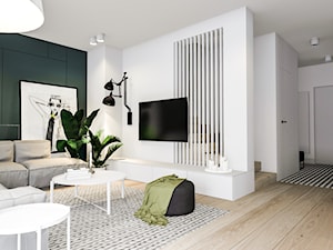 Dom w Poznaniu - Średni biały zielony salon, styl nowoczesny - zdjęcie od Żaneta Strażyńska
