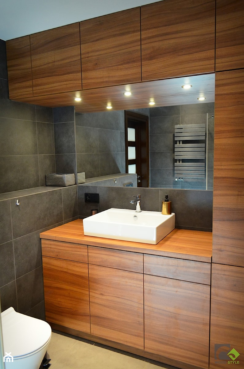 Łazienka Dijon - Mała z punktowym oświetleniem łazienka, styl nowoczesny - zdjęcie od WOOD-STYLE