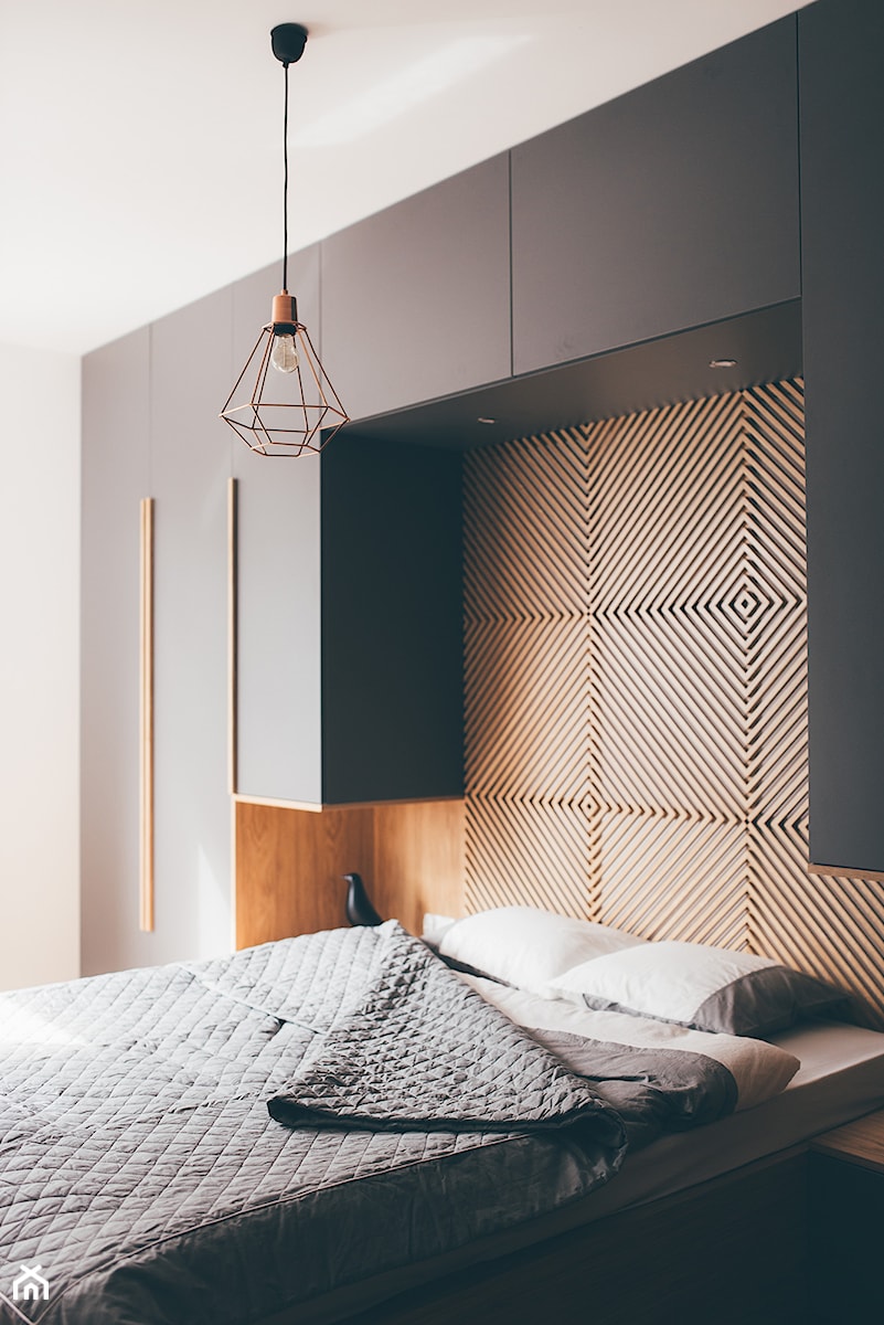 apartament Gdynia - Średnia biała sypialnia, styl nowoczesny - zdjęcie od em2pracownia
