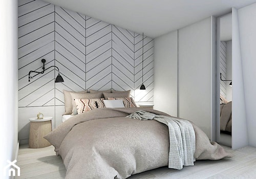 apartament w Sopocie - Średnia biała szara sypialnia, styl skandynawski - zdjęcie od em2pracownia