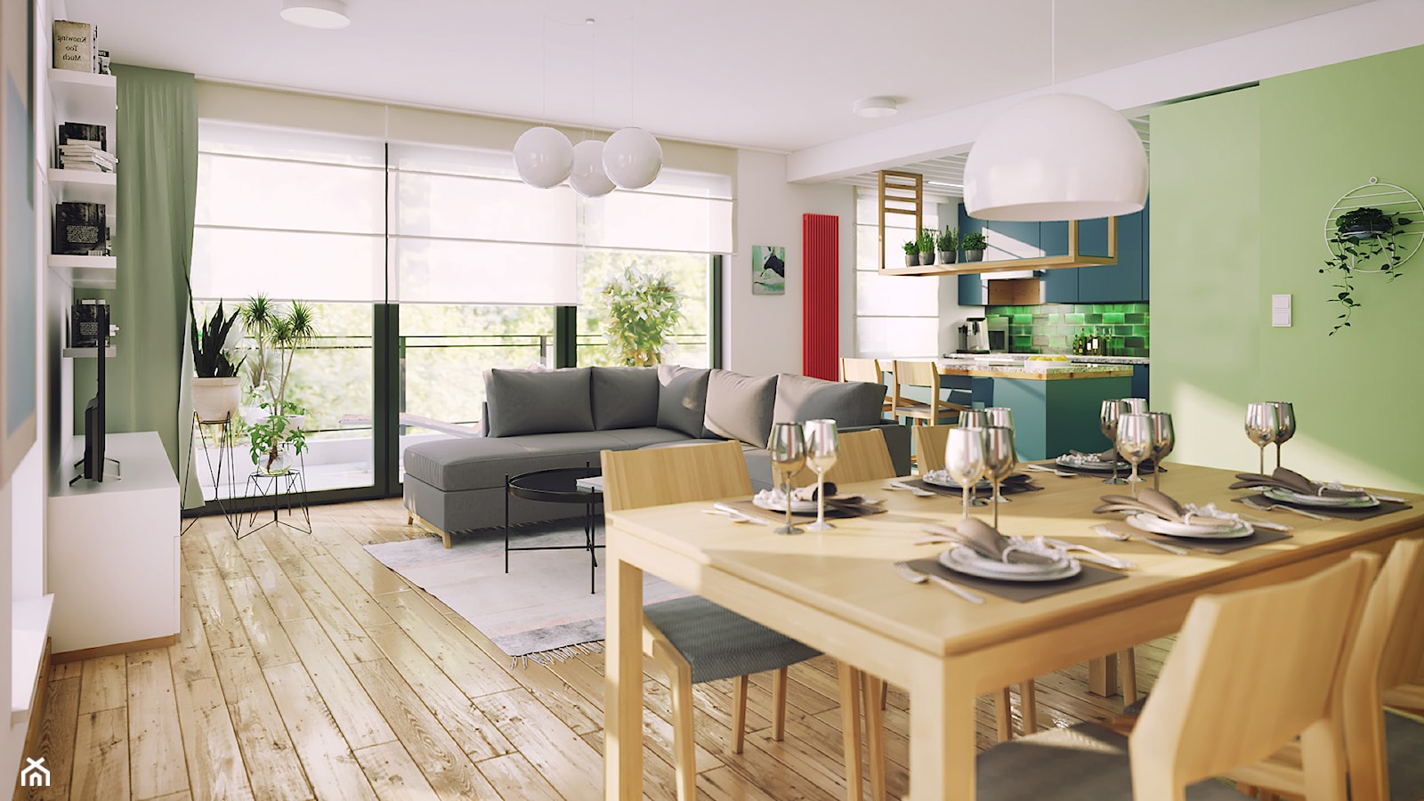 Apartament: drewno i kolor - zdjęcie od Marmur Studio - Homebook