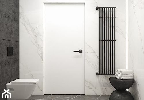 MĘSKA "JASKINIA" - Mała z marmurową podłogą łazienka, styl minimalistyczny - zdjęcie od SIMPLIKA