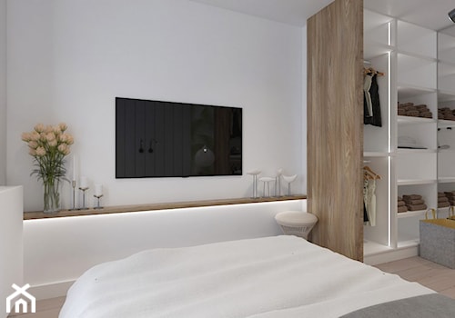 80-METROWA BLISKA WOLA - Średnia biała sypialnia z garderobą, styl nowoczesny - zdjęcie od SIMPLIKA