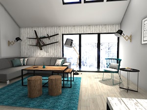 Dom jednorodzinny Kozy - Salon, styl rustykalny - zdjęcie od Atena Projektowanie wnętrz