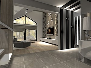 Dom jednorodzinny Łeba - Średni biały czarny szary hol / przedpokój, styl glamour - zdjęcie od Atena Projektowanie wnętrz