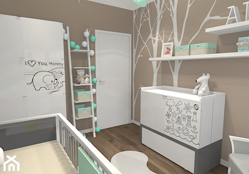Pokój dziecięcy Wejherowo - Średni biały brązowy pokój dziecka dla dziecka dla chłopca, styl skandynawski - zdjęcie od Atena Projektowanie wnętrz
