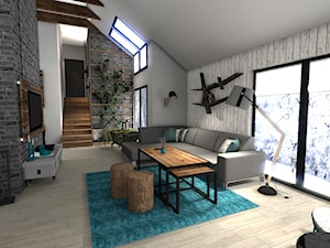 Dom jednorodzinny Kozy - Salon, styl rustykalny - zdjęcie od Atena Projektowanie wnętrz