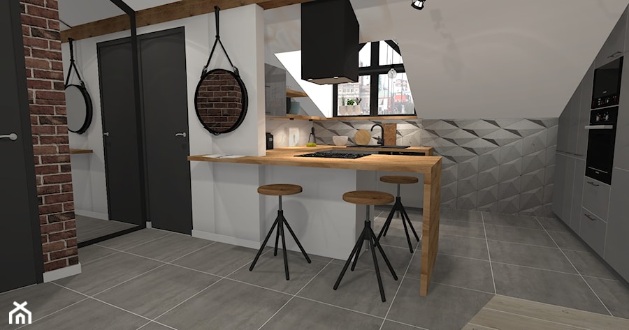 Mieszkanie Bielsko-Biała - Kuchnia, styl industrialny - zdjęcie od Atena Projektowanie wnętrz