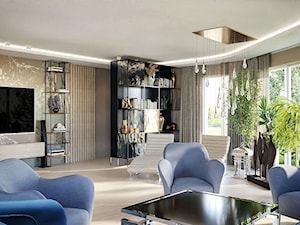DOM Z KOLOREM BLUE - Salon, styl nowoczesny - zdjęcie od Alina Mokrzycka Architekt / Wnętrza / Grafika