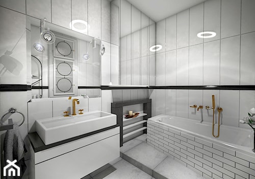 KAMIENICA Z LAT 20-STYCH / ŁAZIENKI - Średnia bez okna łazienka, styl glamour - zdjęcie od Alina Mokrzycka Architekt / Wnętrza / Grafika