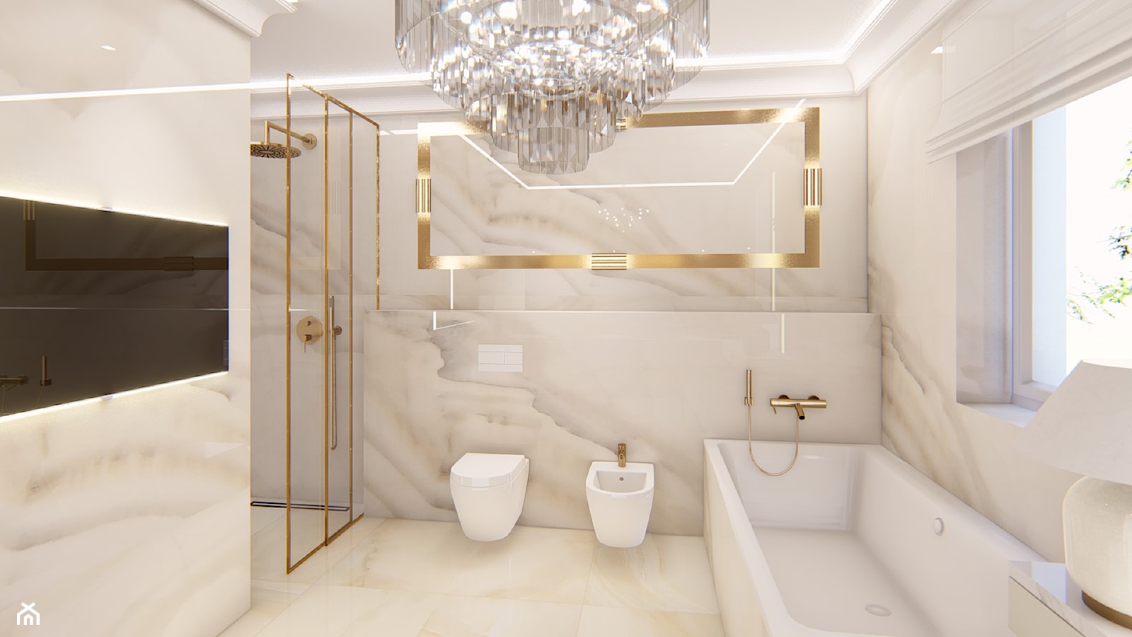 łazienka z onyxem w stylu klasycznym - zdjęcie od Alina Mokrzycka Architekt / Wnętrza / Grafika - Homebook