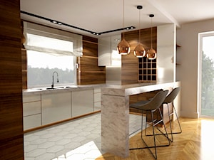 biało drewniana kuchnia - zdjęcie od Alina Mokrzycka Architekt / Wnętrza / Grafika