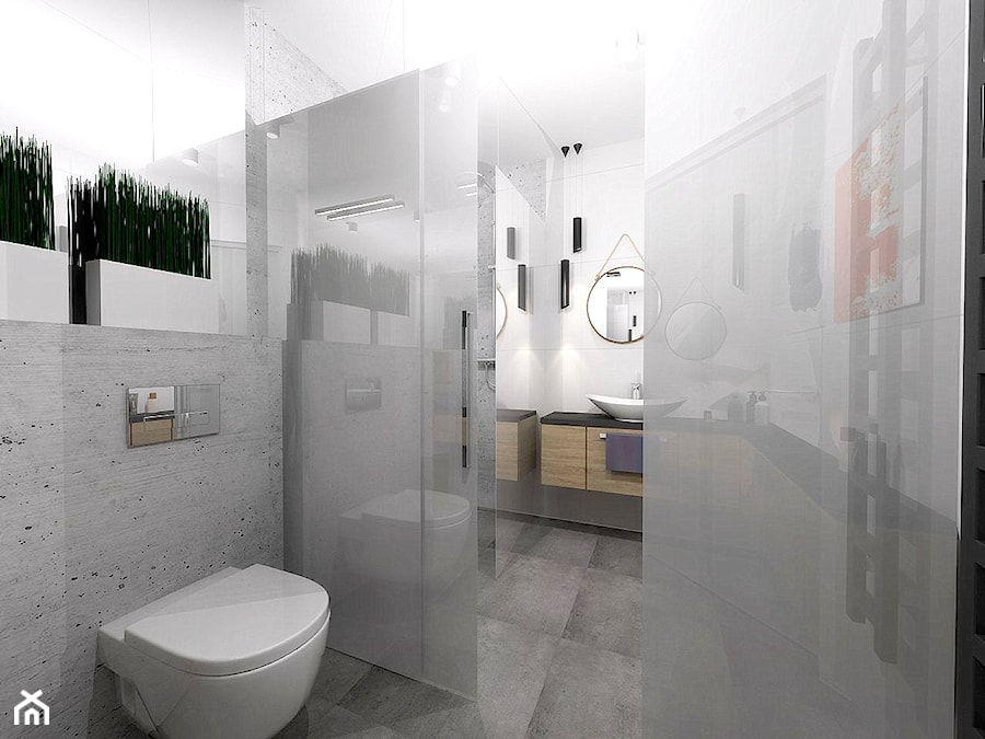 betonowa łazienka - Średnia bez okna z punktowym oświetleniem łazienka, styl nowoczesny - zdjęcie od moolo studio