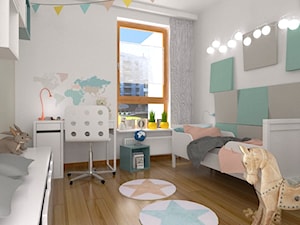 Mieszkanie 110m2 Warszawa - Średni biały z panelami tapicerowanymi pokój dziecka dla dziecka dla dziewczynki - zdjęcie od moolo studio