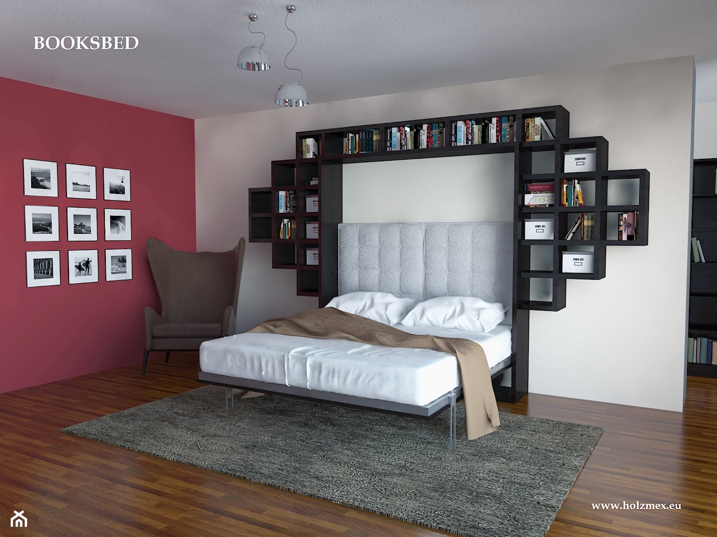 Booksbed - łóżko w szafie - zdjęcie od Holzmex - łóżko w szafie - Homebook
