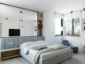 dom jednorodzinny w Legionowie - Duża biała sypialnia, styl nowoczesny - zdjęcie od INSIDEarch
