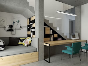 dom pasywny w Nałęczowie - Średnie z sofą białe szare biuro, styl industrialny - zdjęcie od INSIDEarch