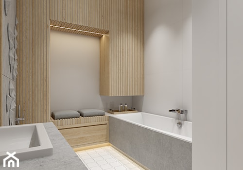mieszkanie 140 mkw - Warszawa / Powsin - Mała jako pokój kąpielowy z punktowym oświetleniem łazienka, styl nowoczesny - zdjęcie od INSIDEarch