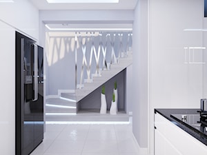 Projekt nowoczesnego wnętrza w domu jednorodzinnym - Schody dwubiegowe zabiegowe betonowe, styl nowoczesny - zdjęcie od studio_projektowe_mandala