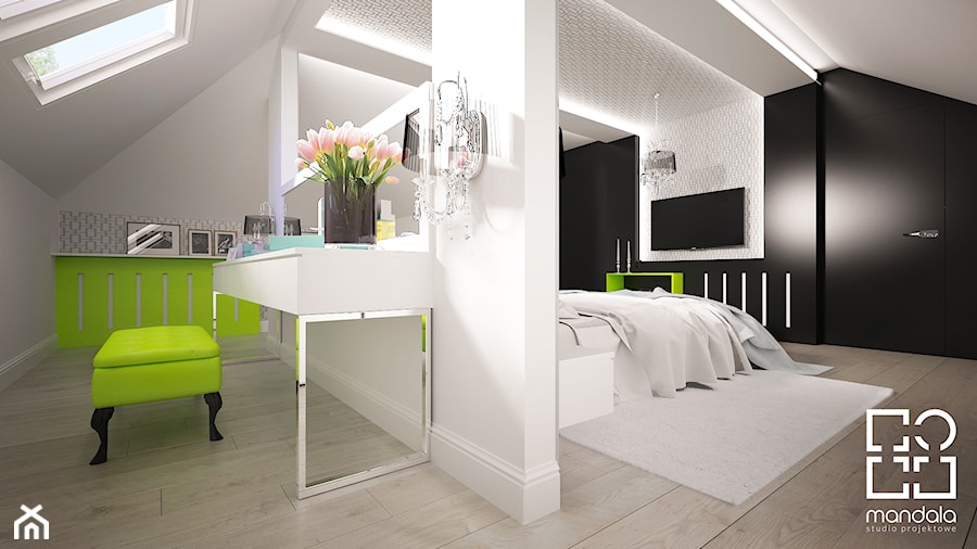 Sypialnia na poddaszu w 271m2 domu pod Ostrołęką - zdjęcie od studio_projektowe_mandala