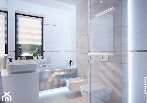 Projekt nowoczesnego wnętrza w domu jednorodzinnym - Średnia łazienka z oknem, styl nowoczesny - zdjęcie od studio_projektowe_mandala