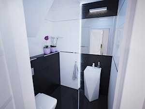 Projekt nowoczesnego wnętrza w domu jednorodzinnym - Mała na poddaszu bez okna z lustrem łazienka, styl nowoczesny - zdjęcie od studio_projektowe_mandala