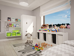 Projekt nowoczesnego wnętrza w domu jednorodzinnym - Duży szary pokój dziecka dla dziecka dla chłopca dla dziewczynki, styl skandynawski - zdjęcie od studio_projektowe_mandala