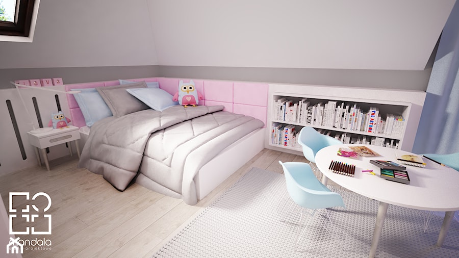 Pokój dla dziewczynki w 271 m2 domu jednorodzinnym - zdjęcie od studio_projektowe_mandala