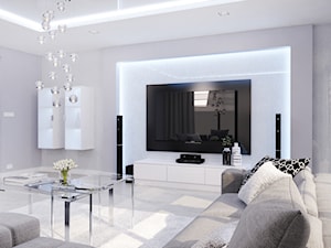 Projekt nowoczesnego wnętrza w domu jednorodzinnym - Średni szary salon, styl nowoczesny - zdjęcie od studio_projektowe_mandala
