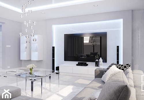 Projekt nowoczesnego wnętrza w domu jednorodzinnym - Średni szary salon, styl nowoczesny - zdjęcie od studio_projektowe_mandala