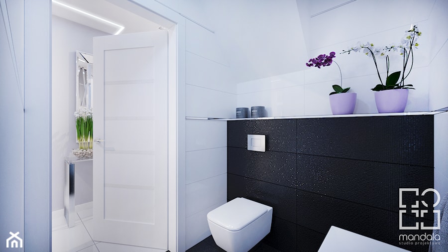 Projekt nowoczesnego wnętrza w domu jednorodzinnym - Średnia na poddaszu łazienka, styl nowoczesny - zdjęcie od studio_projektowe_mandala