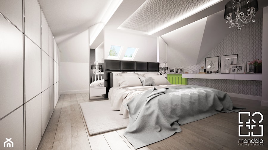 Sypialnia na poddaszu w 271m2 domu pod Ostrołęką - zdjęcie od studio_projektowe_mandala
