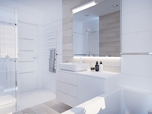 Projekt nowoczesnego wnętrza w domu jednorodzinnym - Średnia bez okna z lustrem z punktowym oświetleniem łazienka, styl nowoczesny - zdjęcie od studio_projektowe_mandala