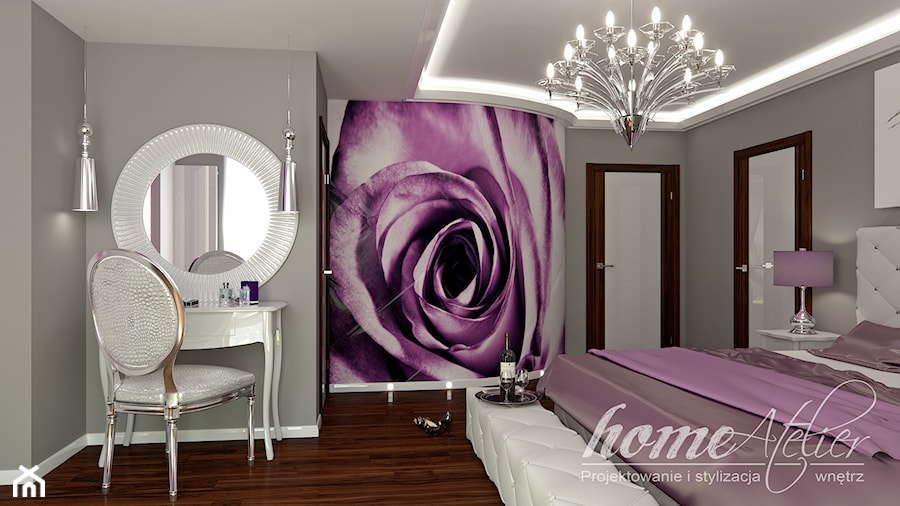 Glamour z akcentem wrzosu - Sypialnia, styl glamour - zdjęcie od Home Atelier Aneta Rosińska-Dadsi