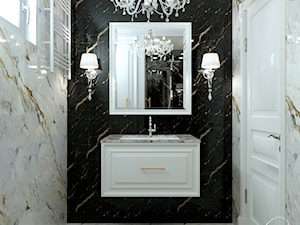 Gold Luxury - Mała z marmurową podłogą łazienka z oknem, styl glamour - zdjęcie od Home Atelier Aneta Rosińska-Dadsi