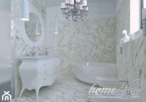 Black & White - Mała na poddaszu z dwoma umywalkami łazienka z oknem, styl glamour - zdjęcie od Home Atelier Aneta Rosińska-Dadsi