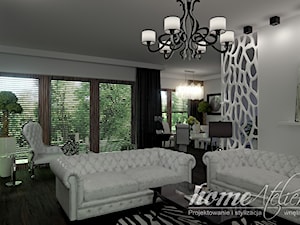 Black & White - Duży biały salon z jadalnią, styl glamour - zdjęcie od Home Atelier Aneta Rosińska-Dadsi
