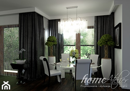 Black & White - Średnia biała jadalnia w salonie, styl glamour - zdjęcie od Home Atelier Aneta Rosińska-Dadsi