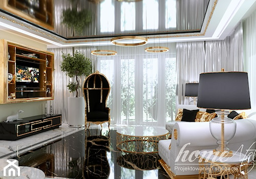 Gold Luxury - Duży biały salon, styl glamour - zdjęcie od Home Atelier Aneta Rosińska-Dadsi